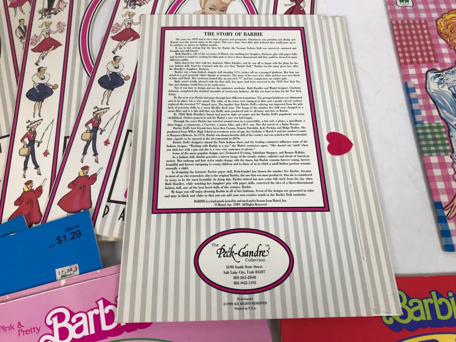 Collection Of Vintage Barbie Doll Paper Dolls And Vintage 1993 Mattel Red Flare Barbie Figurine [Photo 14]