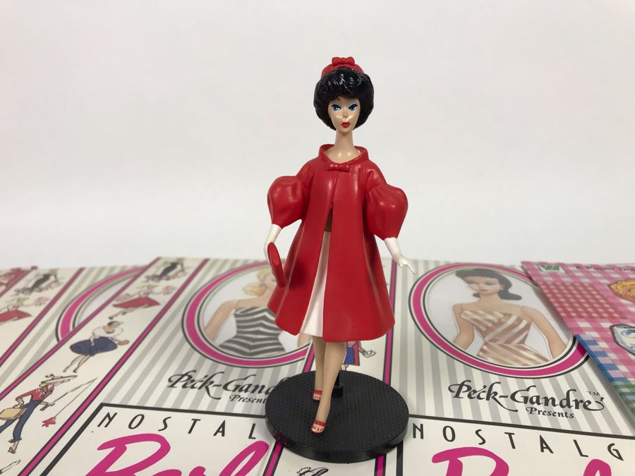 Collection Of Vintage Barbie Doll Paper Dolls And Vintage 1993 Mattel Red Flare Barbie Figurine [Photo 5]