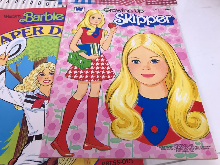 Collection Of Vintage Barbie Doll Paper Dolls And Vintage 1993 Mattel Red Flare Barbie Figurine [Photo 9]