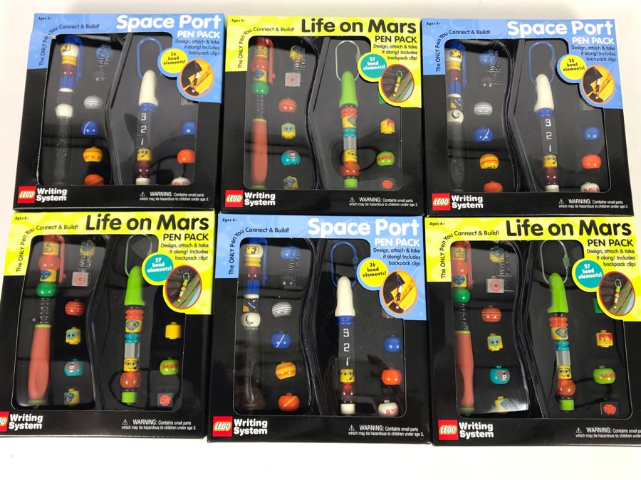 (6) New LEGO Pens: Life On Mars And Space Port Pen Packs