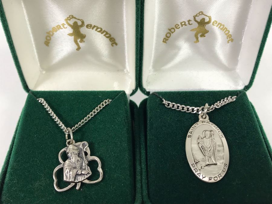 New Pair Of Sterling Silver Irish Pendants With Necklaces By Robert Emmet $130 Value