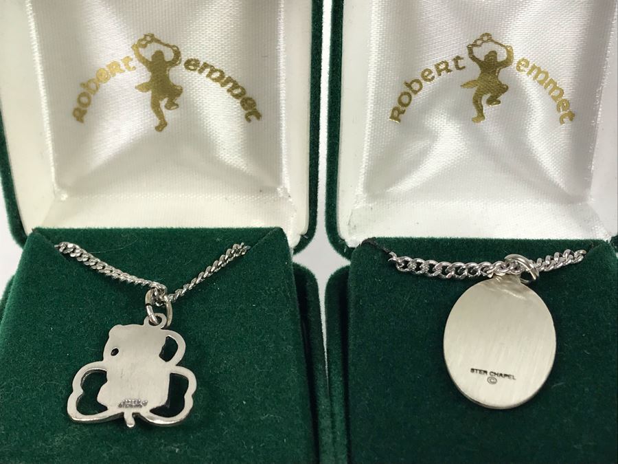 New Pair Of Sterling Silver Irish Pendants With Necklaces By Robert Emmet $130 Value [Photo 7]