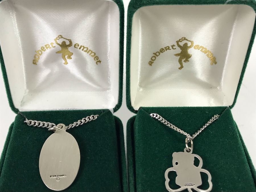 New Pair Of Sterling Silver Irish Pendants With Necklaces By Robert Emmet $130 Value [Photo 8]
