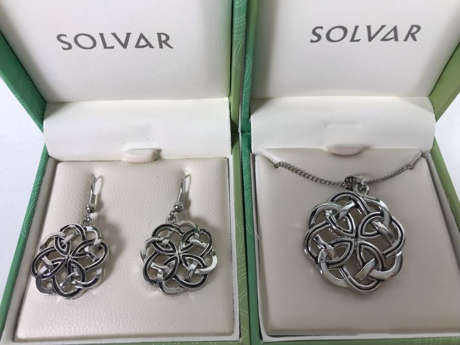 New Solvar Irish Pendant Necklace With Matching Earrings $95 Value [Photo 2]