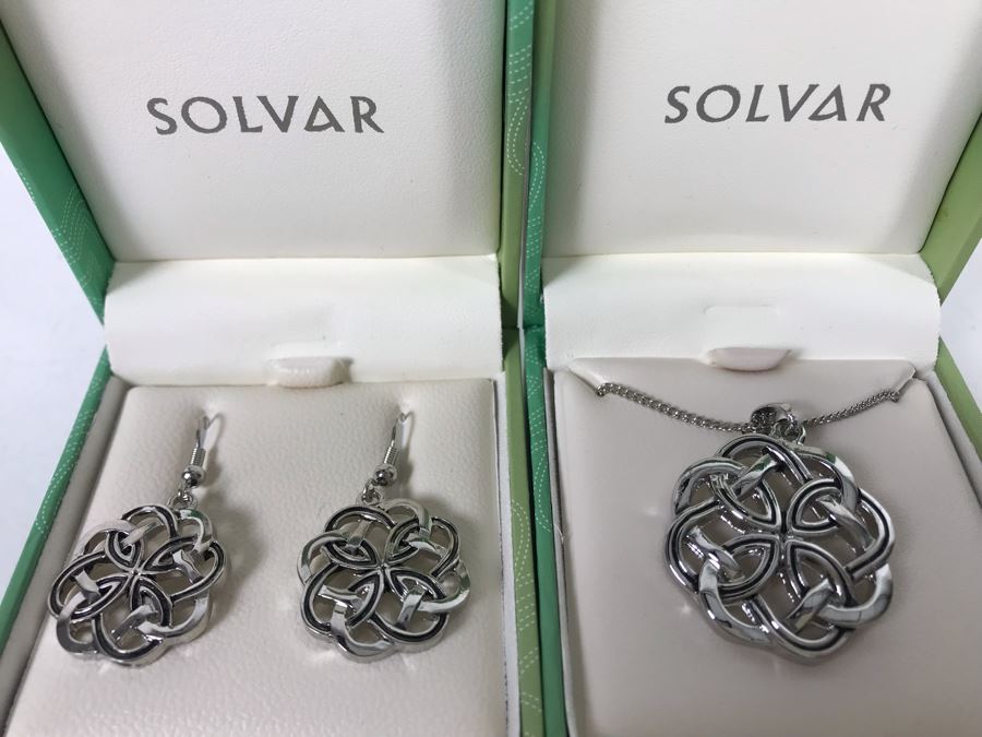 New Solvar Irish Pendant Necklace With Matching Earrings $95 Value [Photo 1]