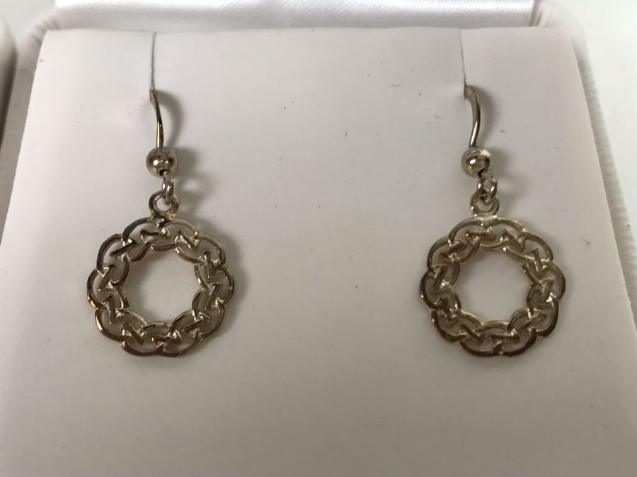 New Sterling Silver Irish Pendant Necklace With Matching Earrings  [Photo 5]