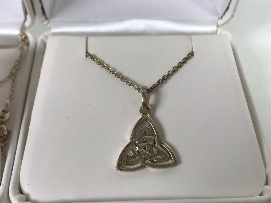 New Pair Of Sterling Silver Irish Pendant Necklaces [Photo 3]