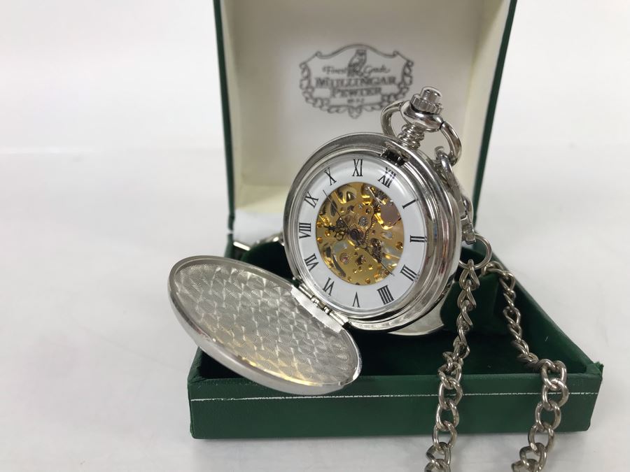 New Mullingar Pewter Mechanical Pocket Watch