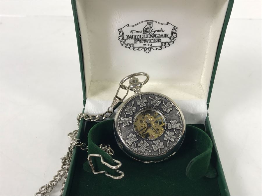 New Mullingar Pewter Mechanical Pocket Watch [Photo 2]