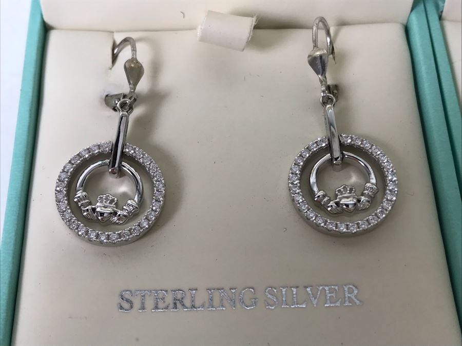 New Sterling Silver Pendant Necklace And Matching Earrings By Failte Solvar [Photo 4]
