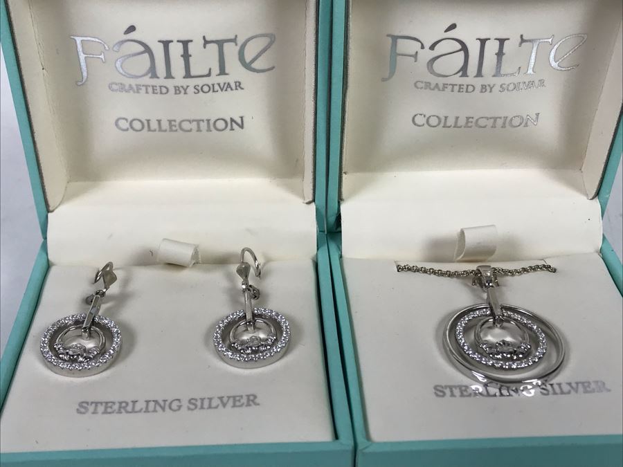 New Sterling Silver Pendant Necklace And Matching Earrings By Failte Solvar [Photo 5]