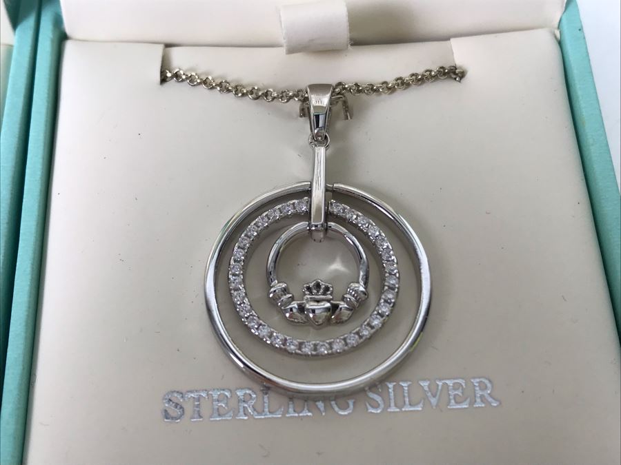 New Sterling Silver Pendant Necklace And Matching Earrings By Failte Solvar [Photo 3]