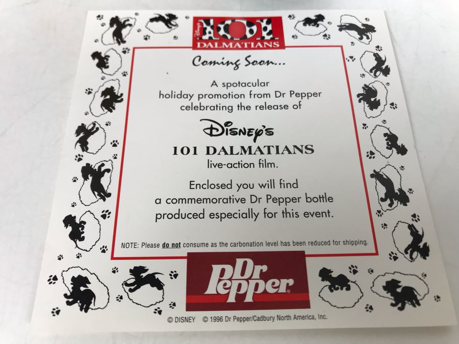 Disney's 101 Dalmatians Dr Pepper Holiday Promotion Bottle Celebrating Release Of 101 Dalmatians Movie [Photo 5]