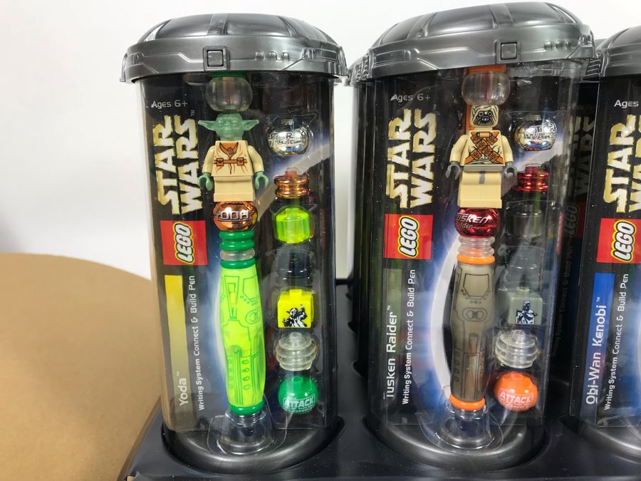 New LEGO Star Wars Collectible Pens With Store Display Merchandiser Yoda, Tusken Raider, Obi-Wan Kenobi, Stormtrooper, Paploo And Luke Skywalker - 24 Total Pens [Photo 4]