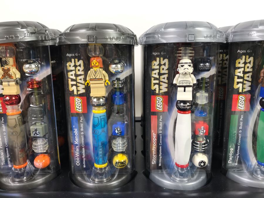 New LEGO Star Wars Collectible Pens With Store Display Merchandiser Yoda, Tusken Raider, Obi-Wan Kenobi, Stormtrooper, Paploo And Luke Skywalker - 24 Total Pens [Photo 5]
