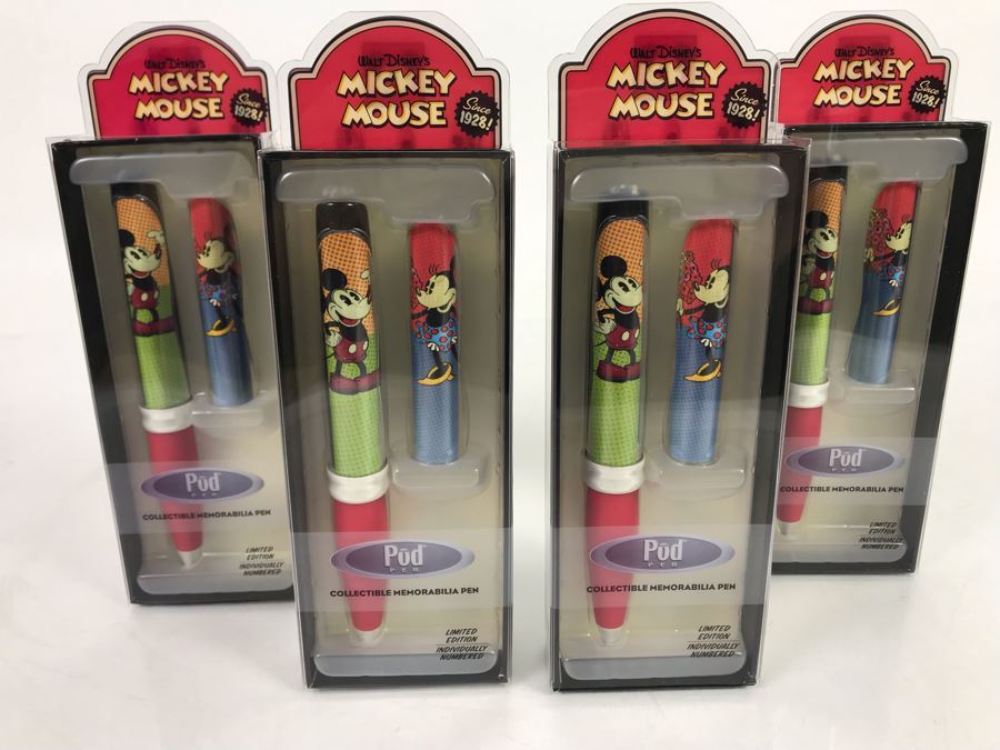 (4) New Walt Disney's Mickey Mouse Vintage Series Pod Ballpoint Pens Red Grip [Photo 1]