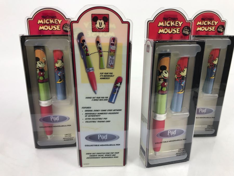 (4) New Walt Disney's Mickey Mouse Pod Ballpoint Pens