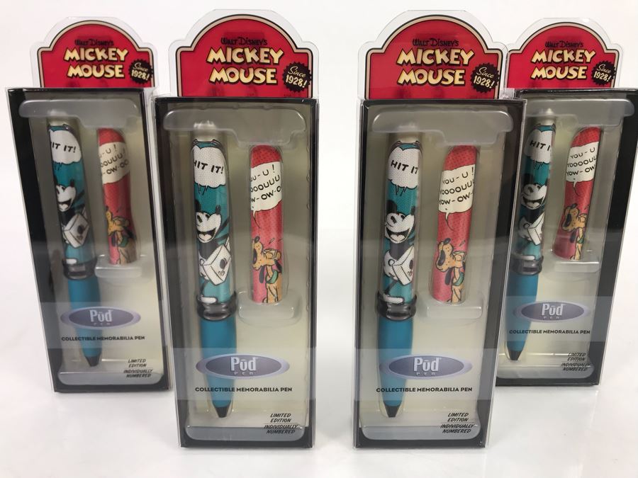 (4) New Walt Disney's Mickey Mouse Vintage Series Pod Ballpoint Pens Aqua Grip [Photo 1]