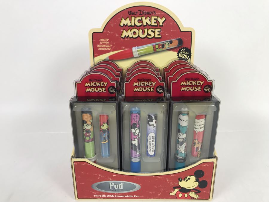 New Walt Disney's Mickey Mouse Pod Ballpoint Pens With Store Display Merchandiser - 12 Total Pens