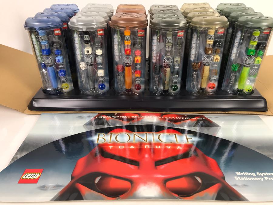 New LEGO Bionicle Toa Nuva Pens With Store Display Merchandiser - 24 Total Pens