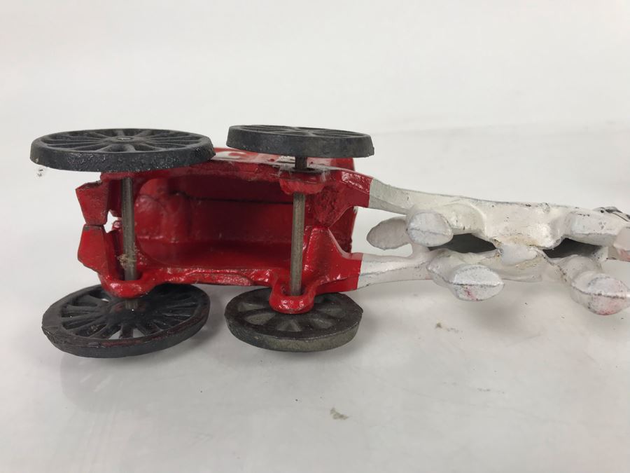 Pair Of Cast Iron Toy Horse Drawn Ice And Fresh Milk Buggies [Photo 5]
