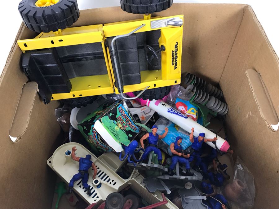 Box Of Various Vintage Toys Including Mattel And Wylint Twister Car [Photo 1]