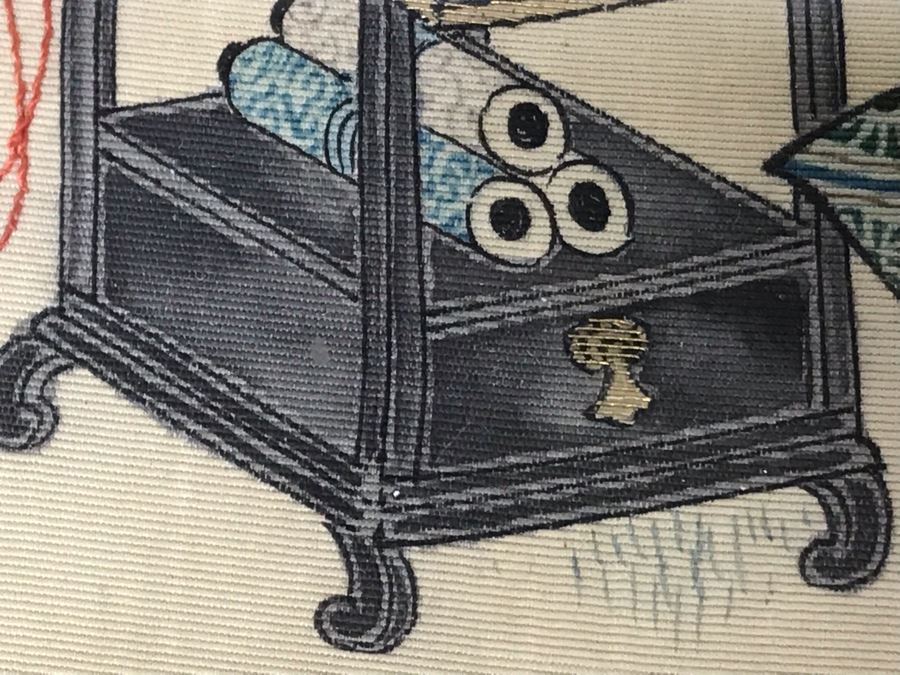 Stunning Original Antique Japanese Mixed Media Silk Painting With Embroidered Accents In Shadowbox Frame 26 X 32 [Photo 21]