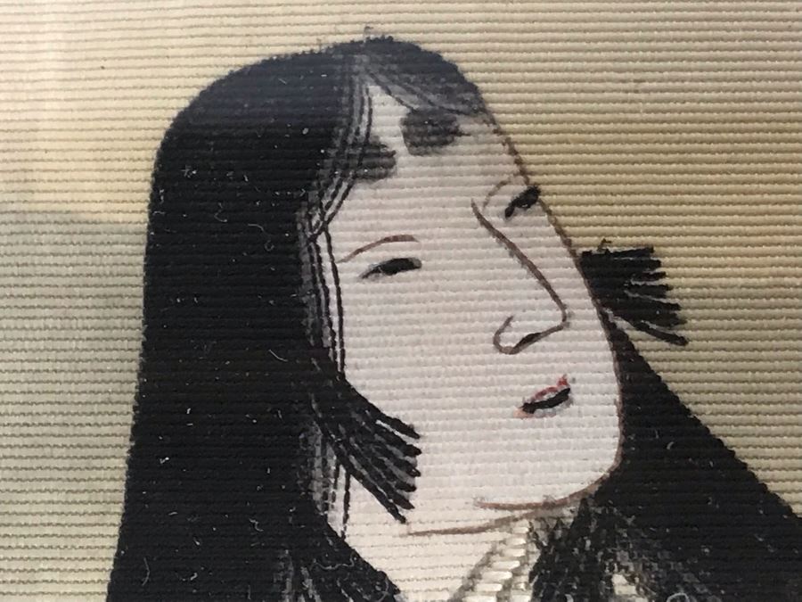 Stunning Original Antique Japanese Mixed Media Silk Painting With Embroidered Accents In Shadowbox Frame 26 X 32 [Photo 18]