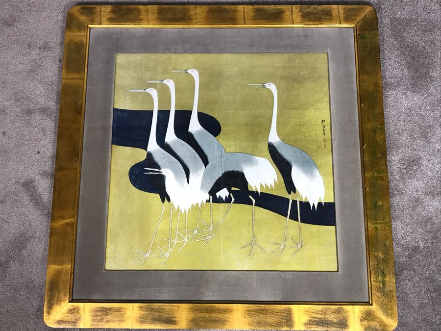 Large Framed Asian Bird Artwork 39 X 39 [Photo 2]