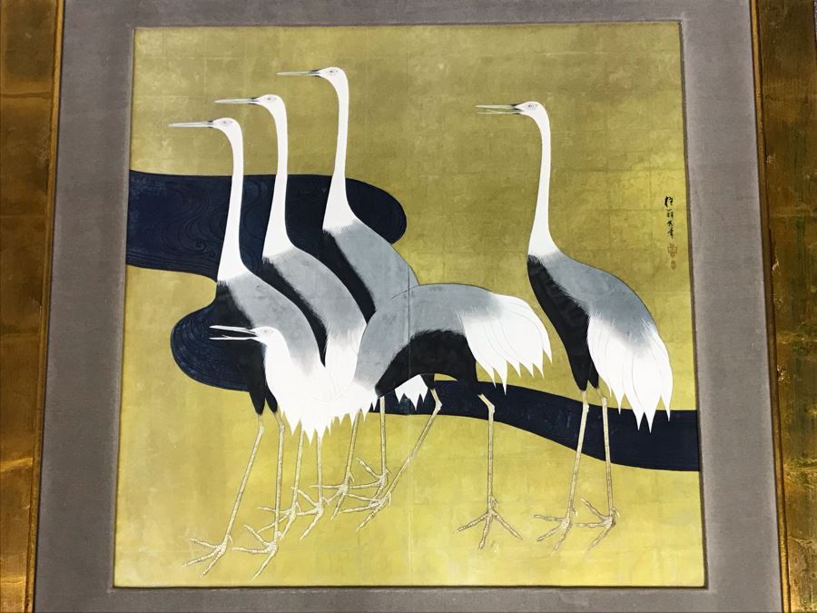 Large Framed Asian Bird Artwork 39 X 39 [Photo 3]
