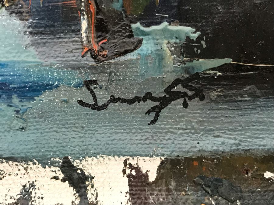 Original Signed Hong Kong Chinese Oil Painting 24 X 29 [Photo 9]