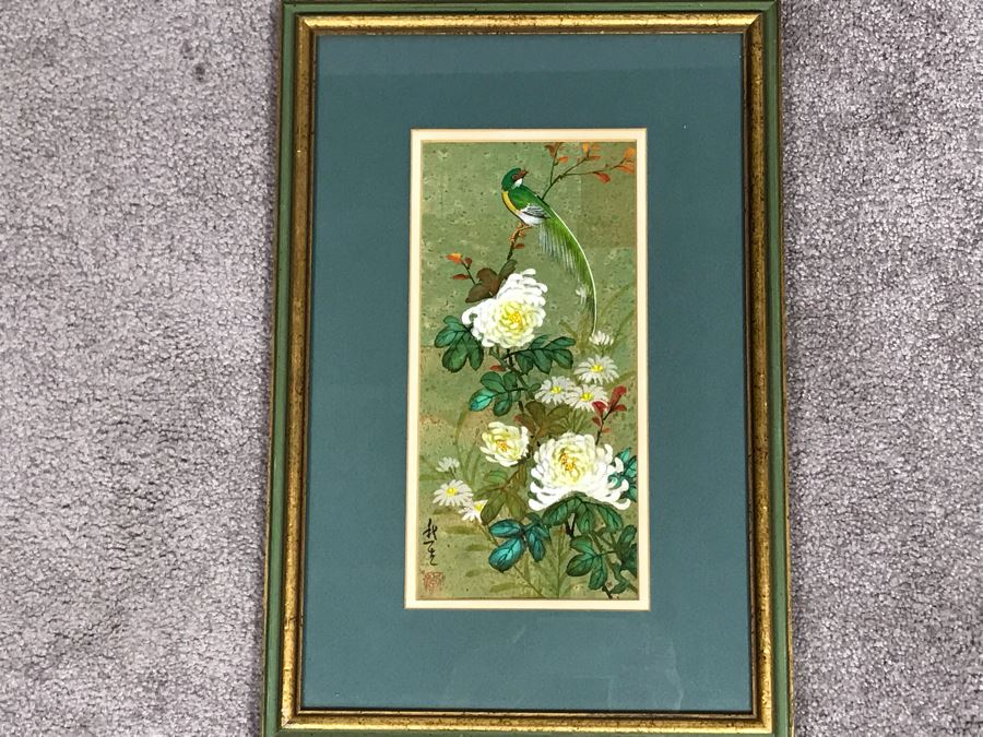 Framed Original Signed Asian Painting 5.5 X 12 [Photo 1]