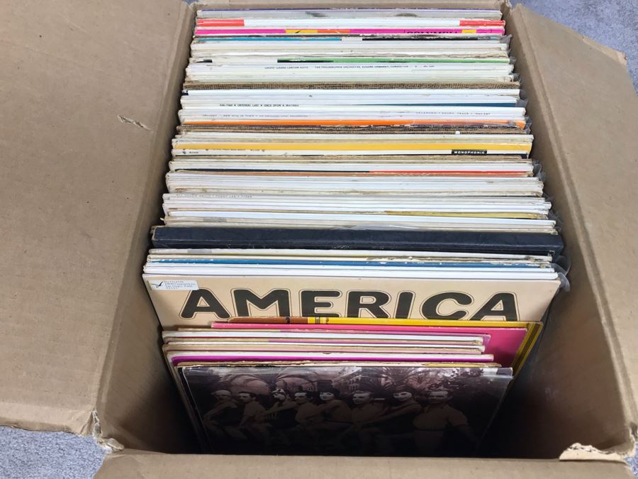 Box Of Various Vinyl Records - See Photos For Small Sampling