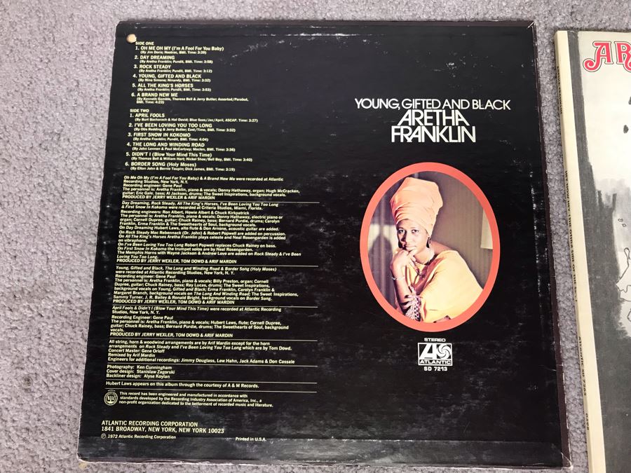 (2) Aretha Franklin Vinyl Records: Demo Record Of Young, Gifted And Black And Hey Now Hey (The Other Side Of The Sky) [Photo 4]