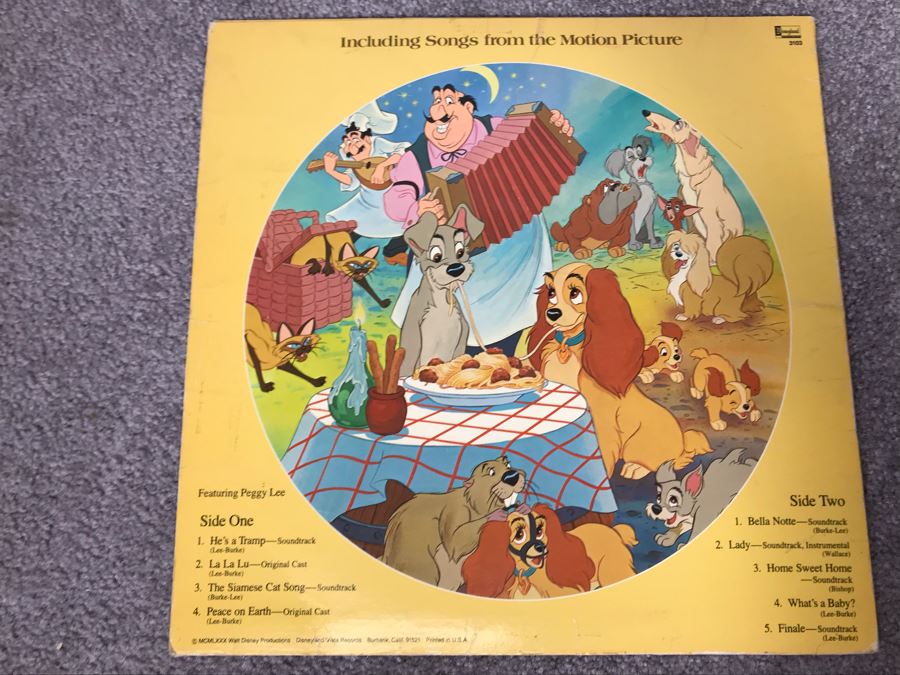 Walt Disney's Lady And The Tramp Disney Picture Disc Vinyl Record [Photo 5]