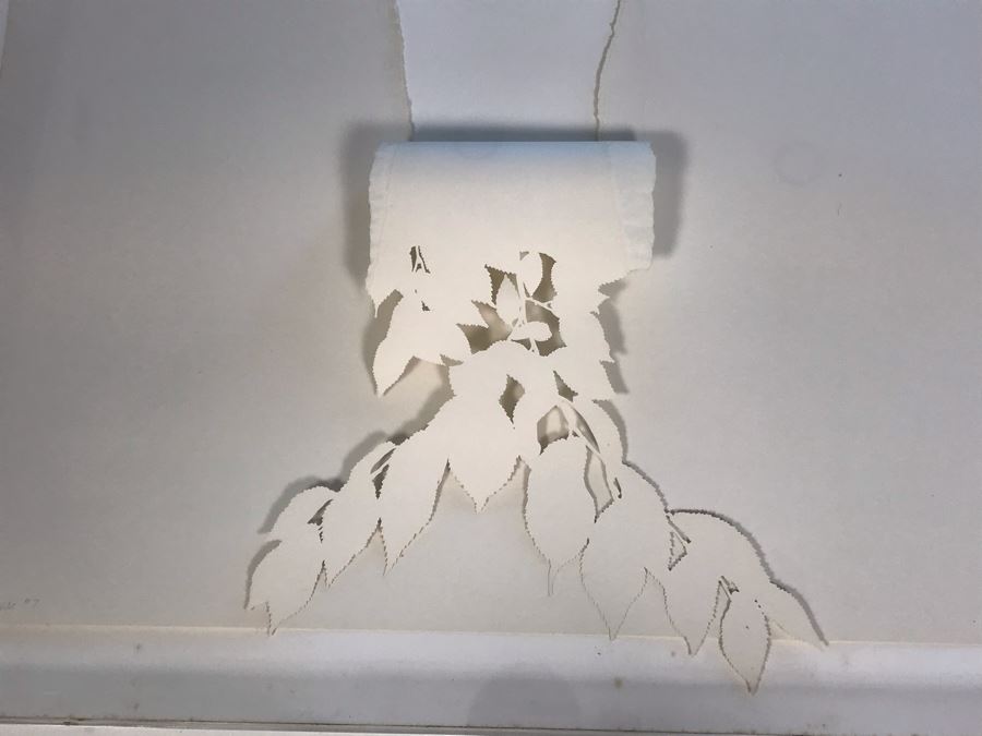 Original Hand Signed Jerry McMillan Pencil And Cut-Out Artwork Titled 'Elm #7' 40 X 28 - (1936-Current. Known For Sculpture-Abstraction) [Photo 3]