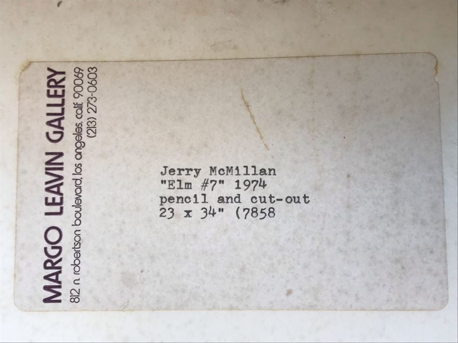 Original Hand Signed Jerry McMillan Pencil And Cut-Out Artwork Titled 'Elm #7' 40 X 28 - (1936-Current. Known For Sculpture-Abstraction) [Photo 16]
