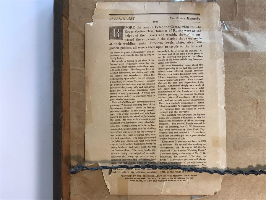 Vintage Konstantin Makovsky 'A Russian Wedding Feast Of The Seventeenth Century' Boyar Wedding Feast Print In Vintage Frame 36 X 28 [Photo 18]