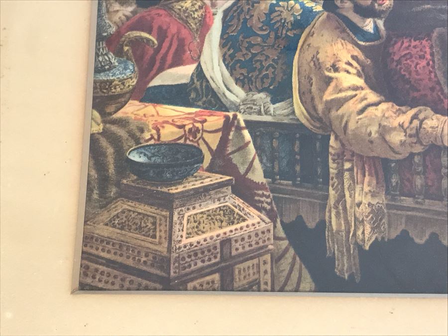 Vintage Konstantin Makovsky 'A Russian Wedding Feast Of The Seventeenth Century' Boyar Wedding Feast Print In Vintage Frame 36 X 28 [Photo 9]