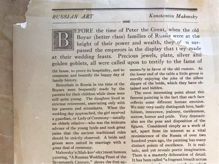 Vintage Konstantin Makovsky 'A Russian Wedding Feast Of The Seventeenth Century' Boyar Wedding Feast Print In Vintage Frame 36 X 28 [Photo 19]