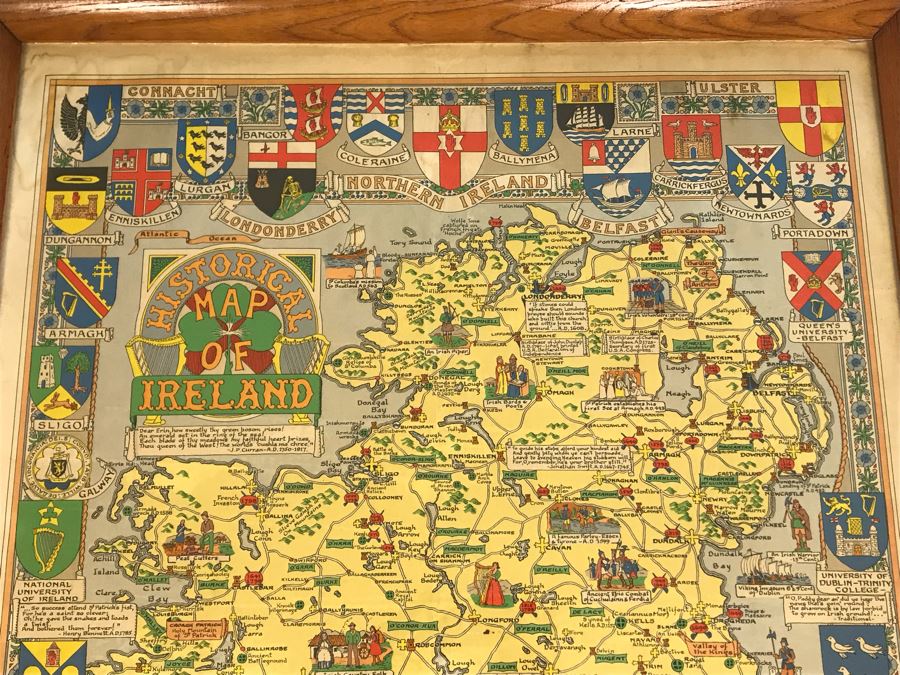 Vintage 1962 Historical Map Of Ireland By John Bartholomew & Son Ltd Edinburgh 29.5 X 42 [Photo 2]