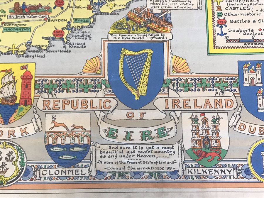 Vintage 1962 Historical Map Of Ireland By John Bartholomew & Son Ltd Edinburgh 29.5 X 42 [Photo 6]