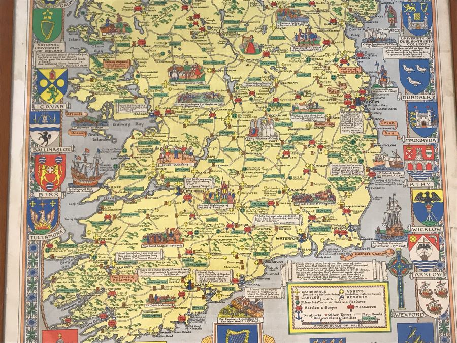 Vintage 1962 Historical Map Of Ireland By John Bartholomew & Son Ltd Edinburgh 29.5 X 42 [Photo 4]