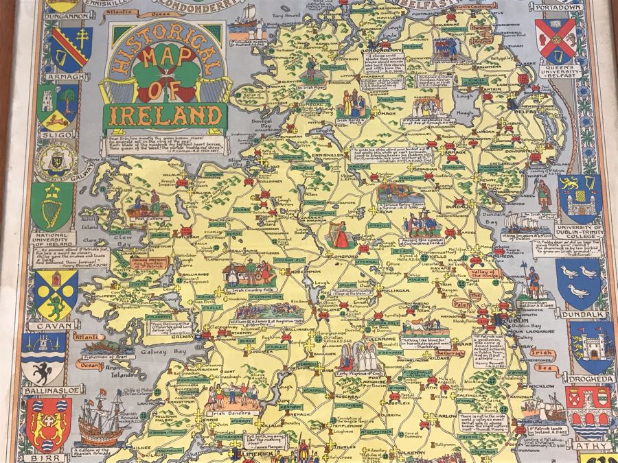 Vintage 1962 Historical Map Of Ireland By John Bartholomew & Son Ltd ...