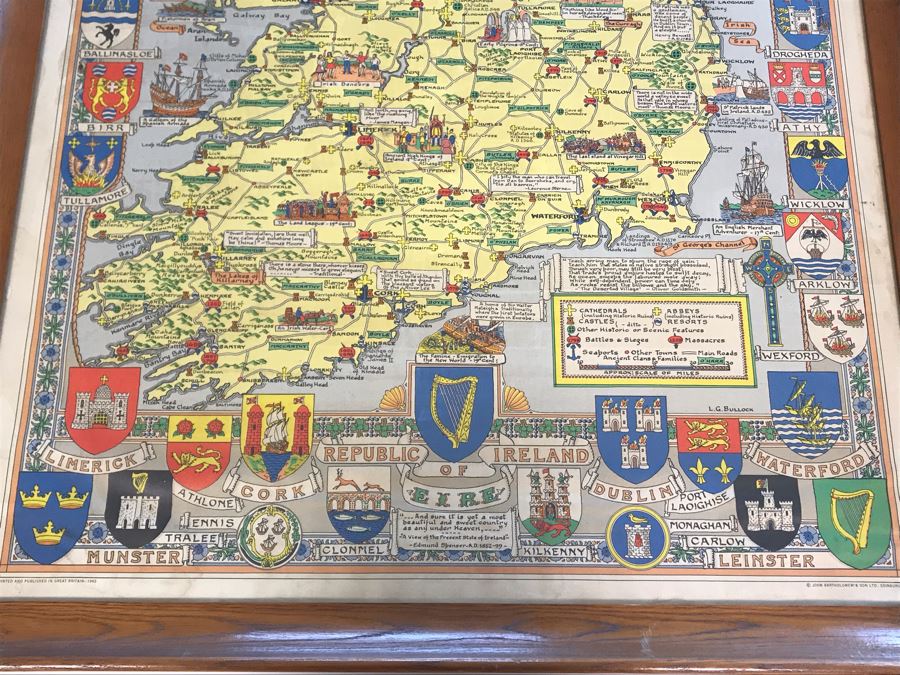 Vintage 1962 Historical Map Of Ireland By John Bartholomew & Son Ltd Edinburgh 29.5 X 42 [Photo 5]