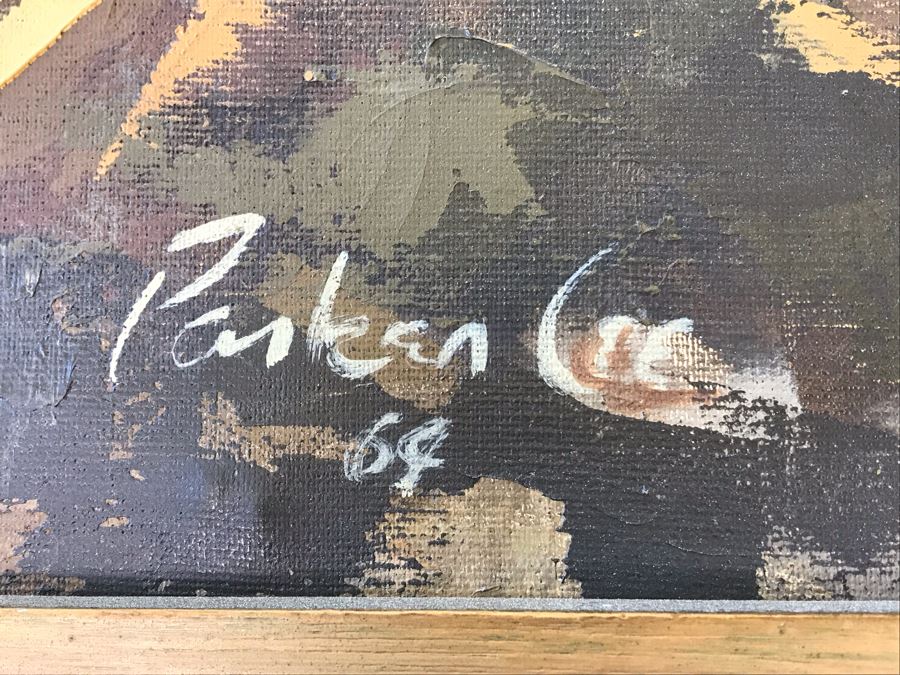 Large Original 1964 Oil Painting By Parker Lee (Leonard Leibsohn) 51 X 27 (1924-1995 - Known For Abstraction And Realism) [Photo 5]