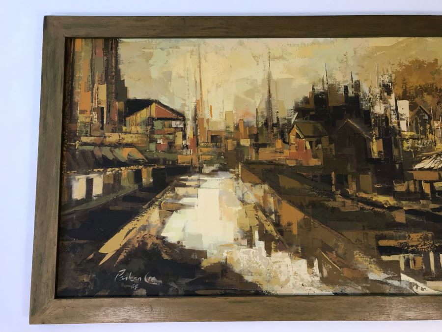 Large Original 1964 Oil Painting By Parker Lee (Leonard Leibsohn) 51 X 27 (1924-1995 - Known For Abstraction And Realism) [Photo 2]