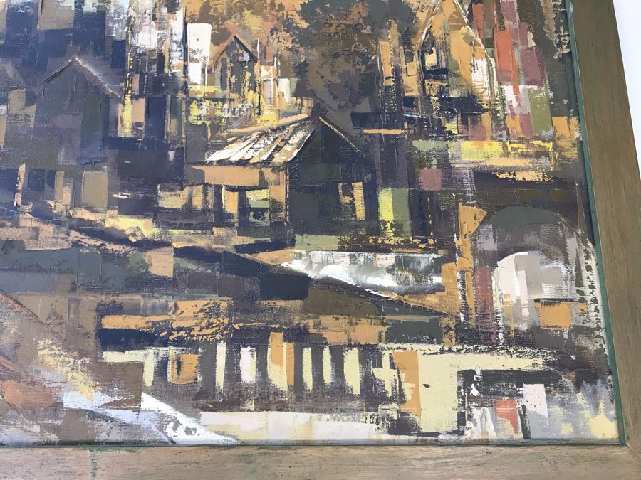 Large Original 1964 Oil Painting By Parker Lee (Leonard Leibsohn) 51 X 27 (1924-1995 - Known For Abstraction And Realism) [Photo 9]