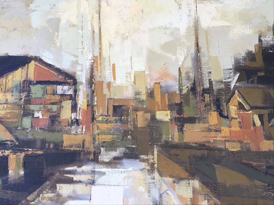 Large Original 1964 Oil Painting By Parker Lee (Leonard Leibsohn) 51 X 27 (1924-1995 - Known For Abstraction And Realism) [Photo 6]