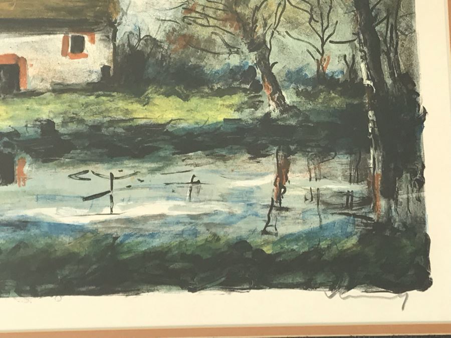 Maurice De Vlaminck (1876-1958) 'Paysage' House With Stream - Hand Signed Artist Proof Lithograph - 29 X 24 - Appraised $1,250 [Photo 6]